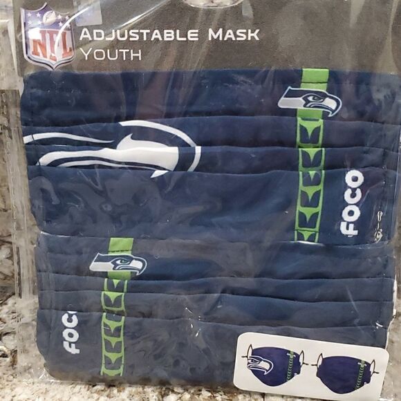 Youth NFL Seattle Seahawks Face Mask one set of 2 - Picture 3 of 4